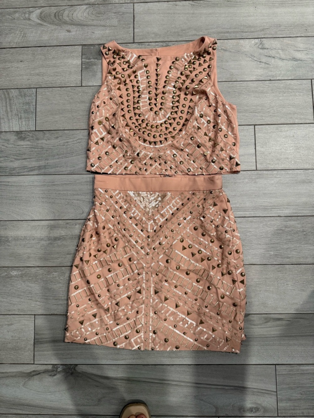 Bebe Blush Embellished Two-Piece Mini Dress